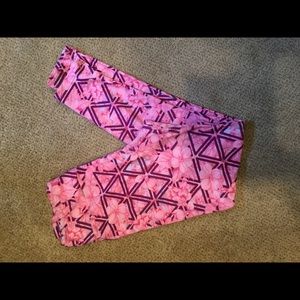 OS Lularoe leggings, pink, flowers EUC